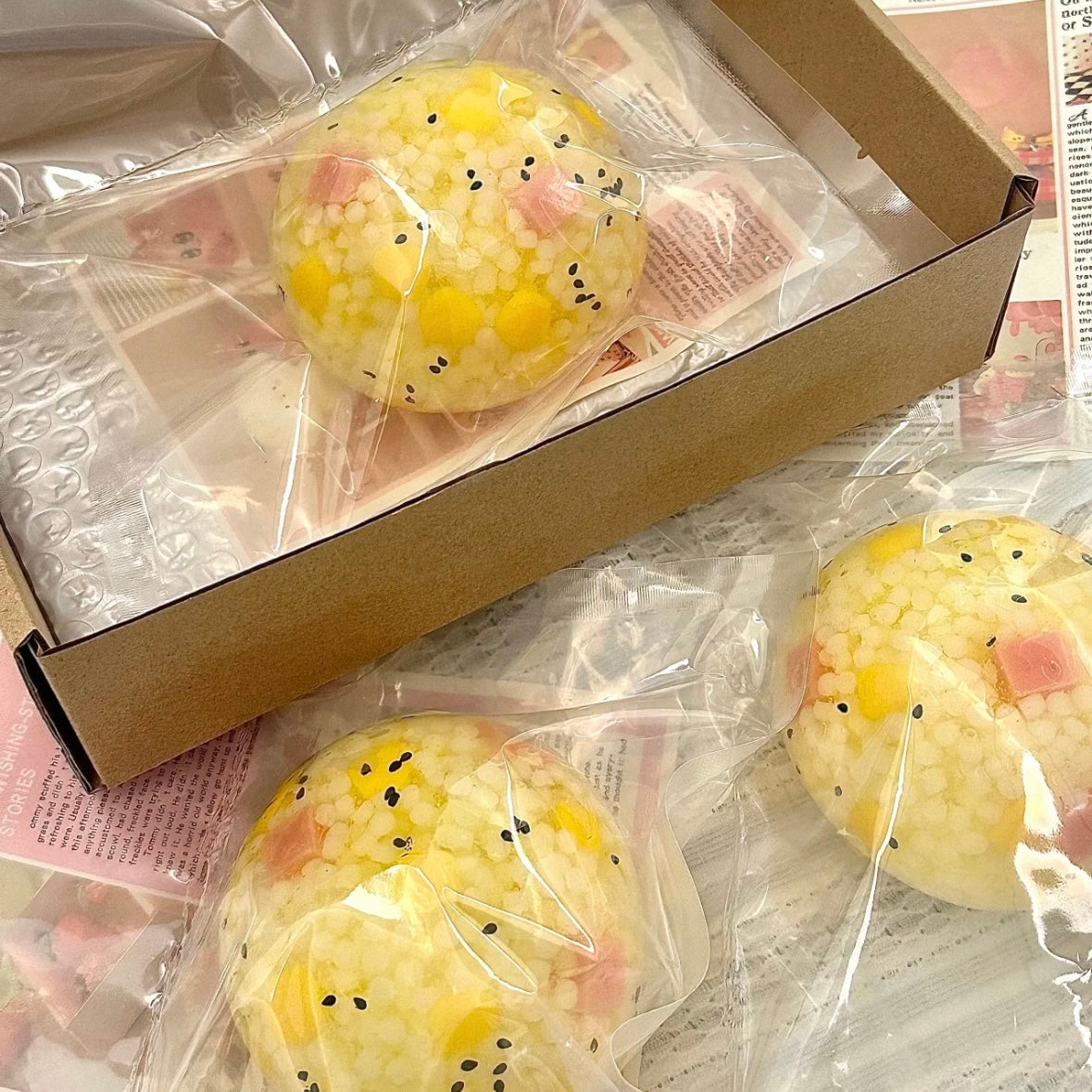 Corn and Ham Rice Ball Handmade Stress Ball – product image 3
