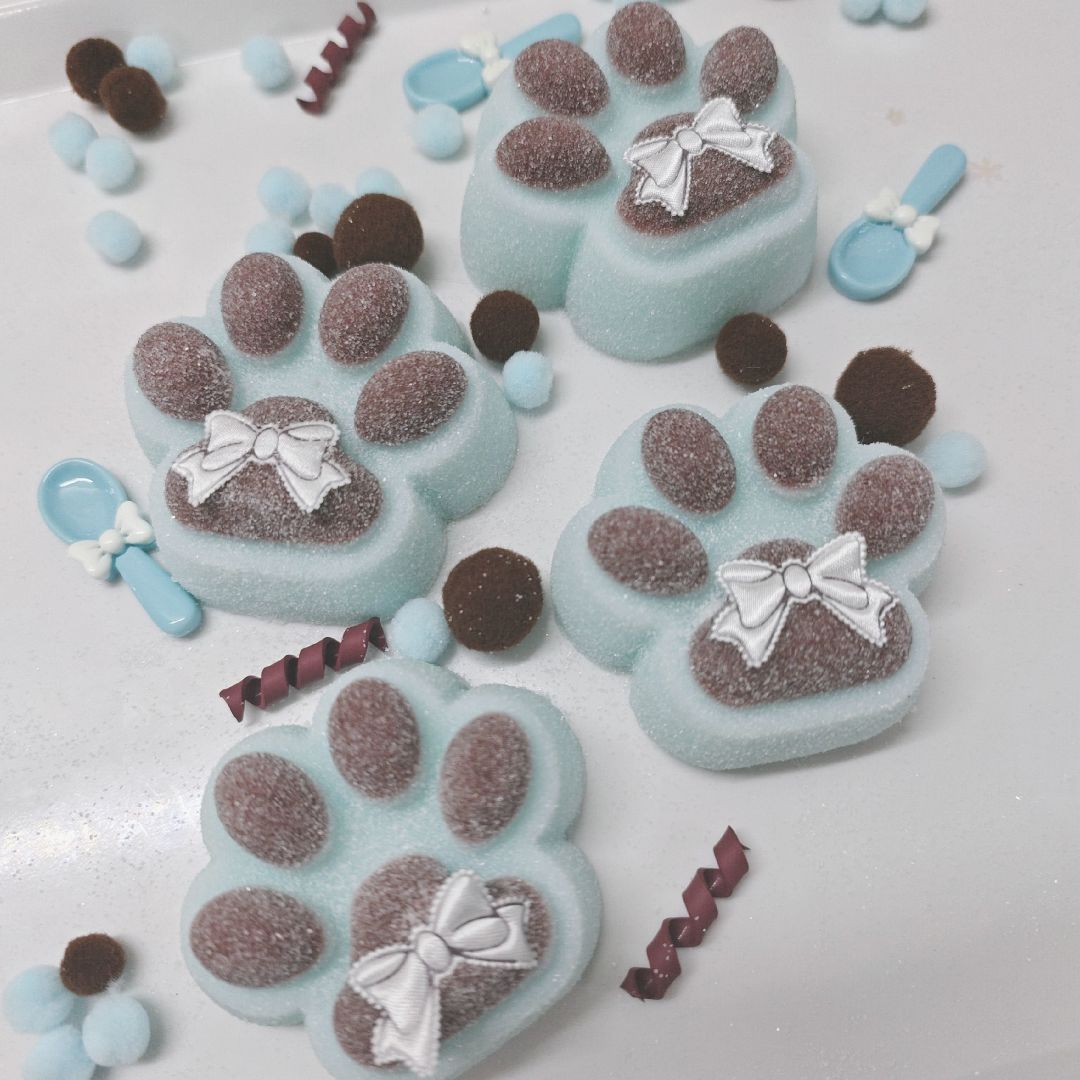 Handmade Silicone Cat's Paw Stress Relief Squishy Toy-- Blue & Brown – product image 3