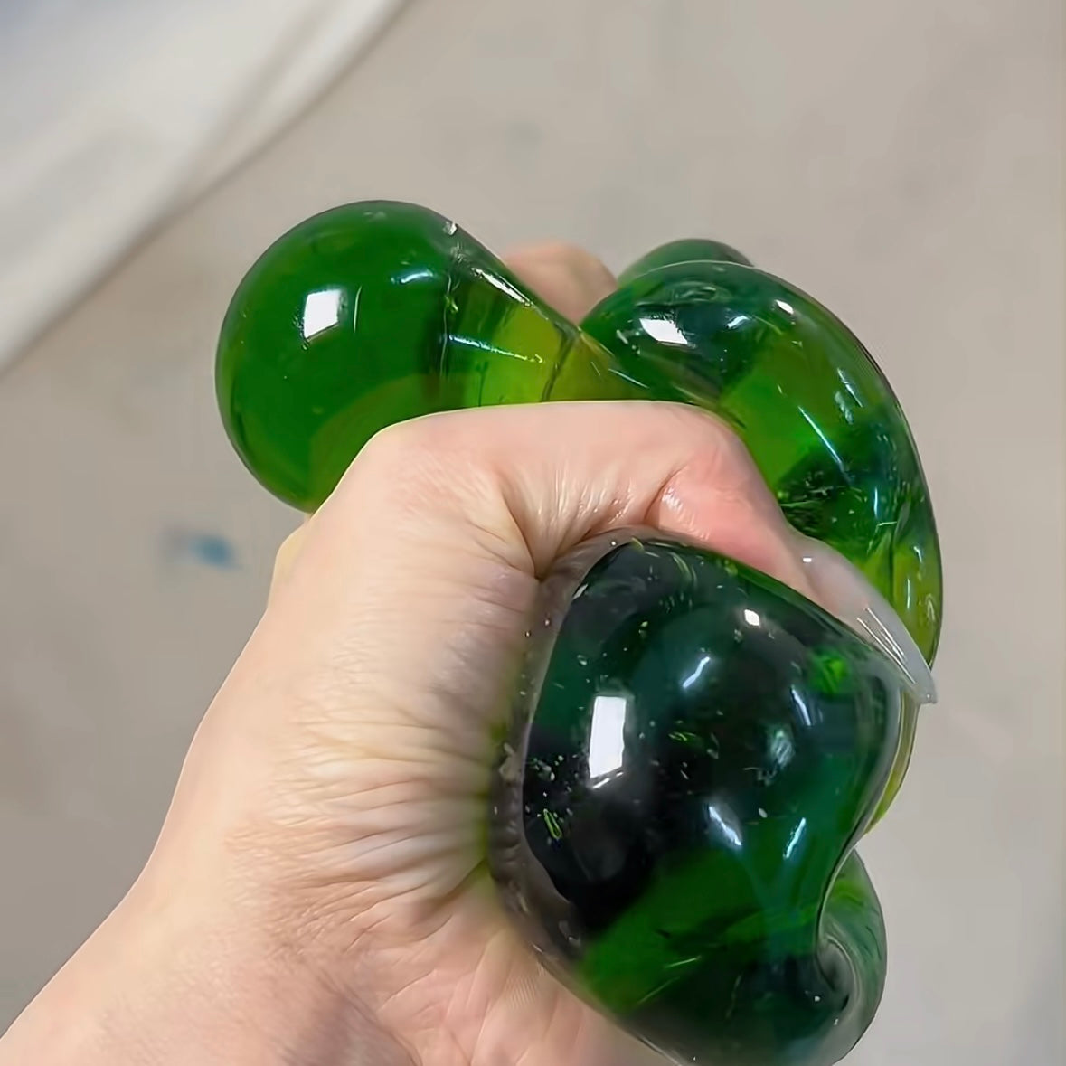 Dark Green Ice Cube Vasline Base Handmade Stress Ball – product image 3