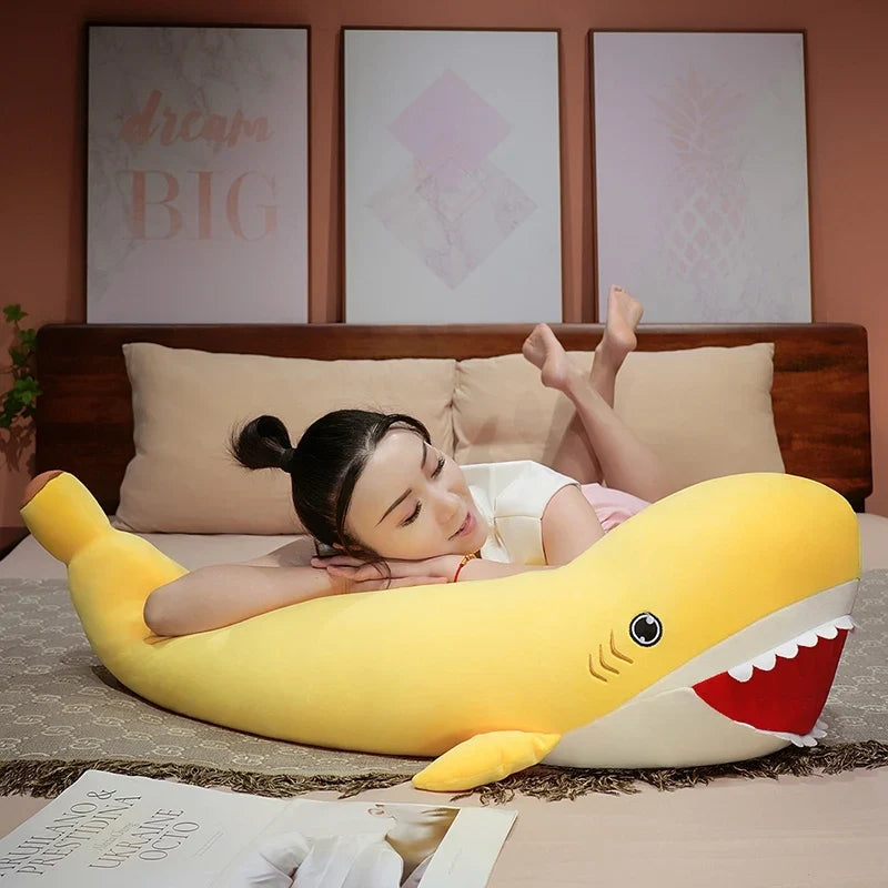 Banana Shark Plush Pillow - Funny Soft Stuffed Shark Cushion, 24-37" | 60-95 cm — image 6