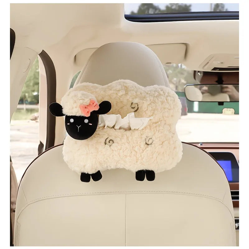 Plushie Lamb Tissue Box Holder for Cars, Two Styles — image 8