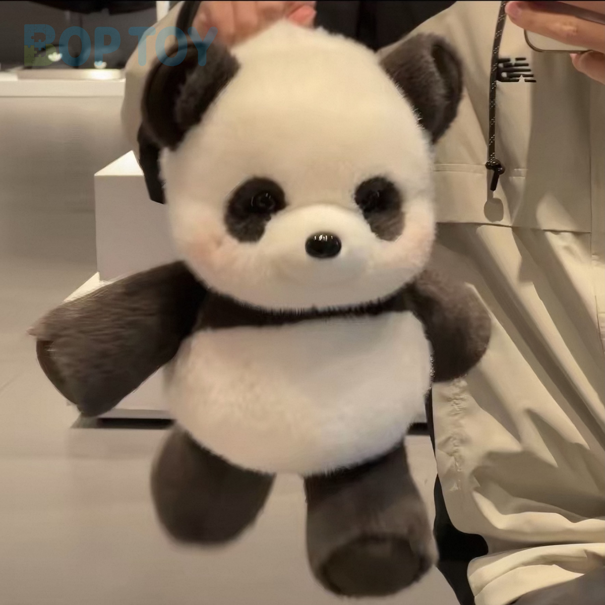 43 cm fluffy panda plush, actual full-black photograph