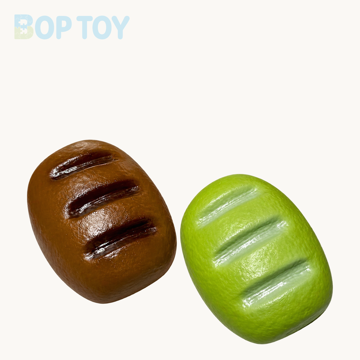 Bread Slow Rising Squishy Stress Relief Decompression Toy – Brown + Matcha Green – BOP TOY
