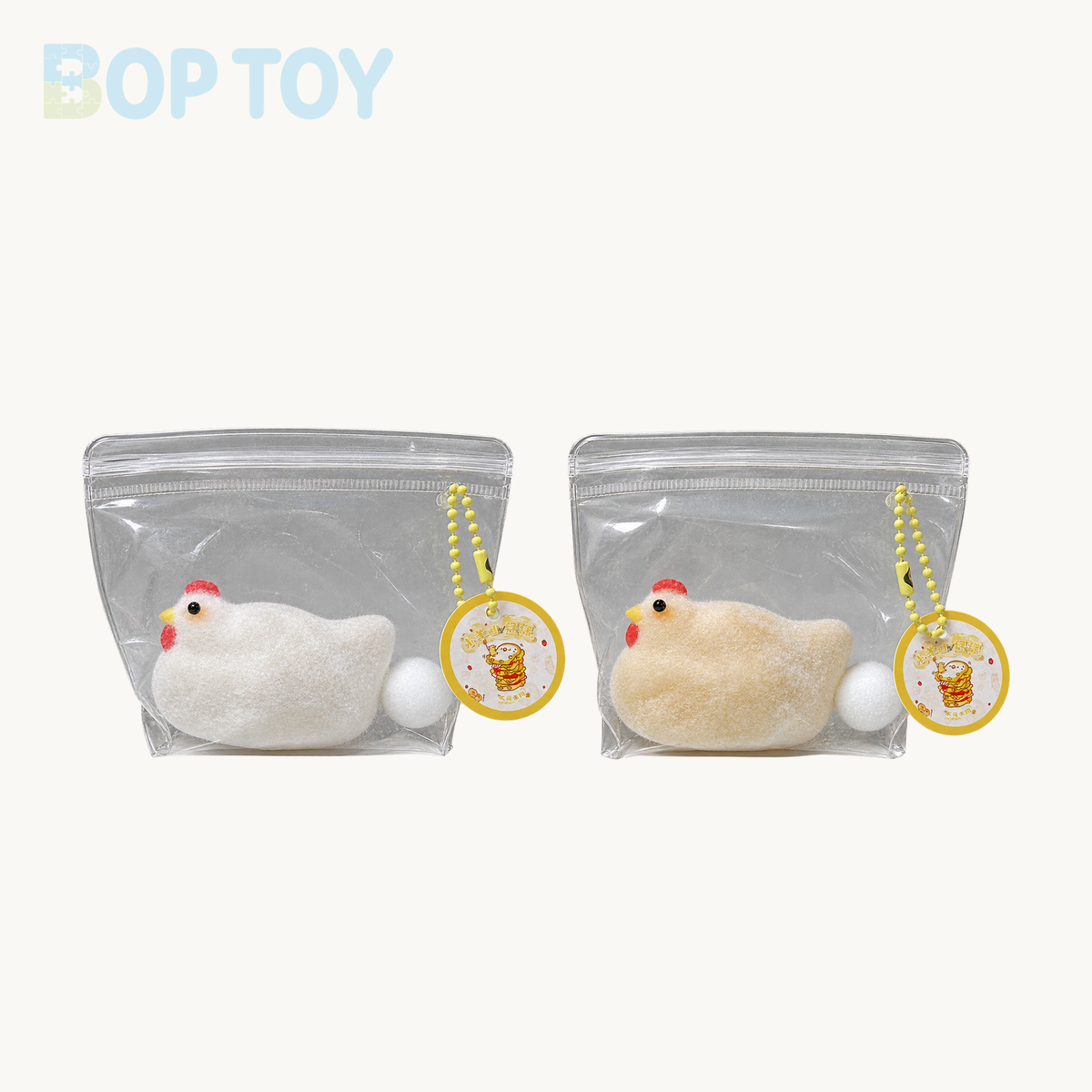 Mini Hens Lay Eggs Taba Squishy Toy – 2pcs Beige & White – BOP TOY