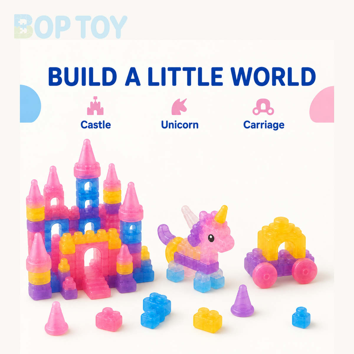 Magic Gummy Soft Castle Building Blocks Set – 40/56 Pieces - feature build world