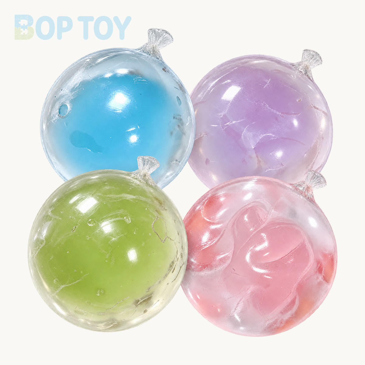 Coconut Oil Soap Base Handmade Stress Balls — Blue / Purple / Green & More — Style 3 — 4colors a set — BOP TOY