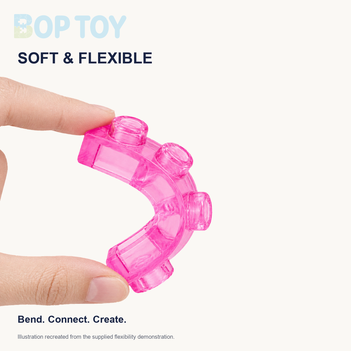 Recreated supplier demonstration of a flexible pink jelly brick