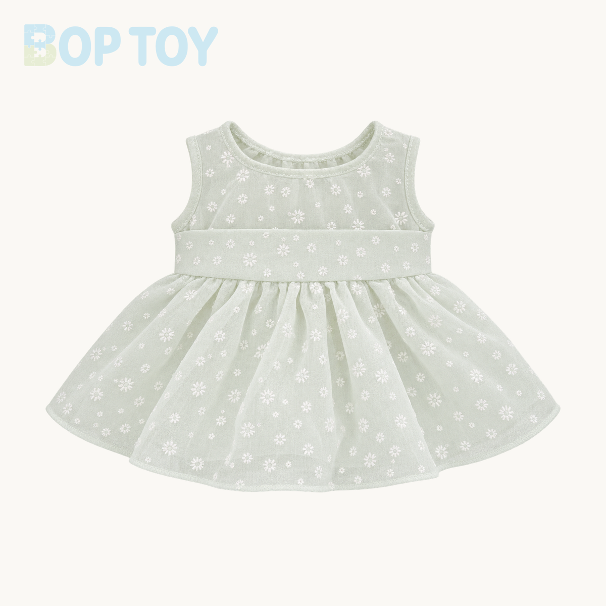 Green Floral Lace Dress for 45 cm pig and cow plush; accessory only, plush not included