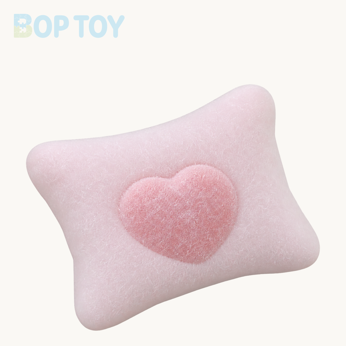 Flocked Heart Cushion Taba Squishy Toy – Pink – BOP TOY