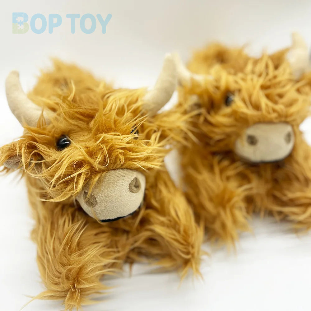 Fluffy Highland Cow Plush Slippers | Warm Indoor Animal Slides for Women & Men — image 8
