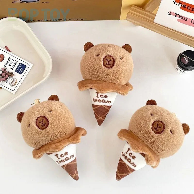 Capybara Ice Cream Plush Keychain - Mini Dessert Charm — image 2