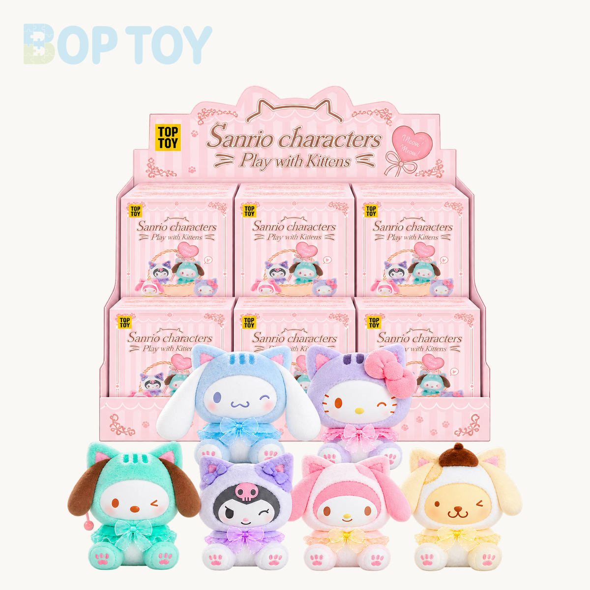Sanrio Characters Play With Kittens Series Plush Blind Box — Whole set of 6 variant