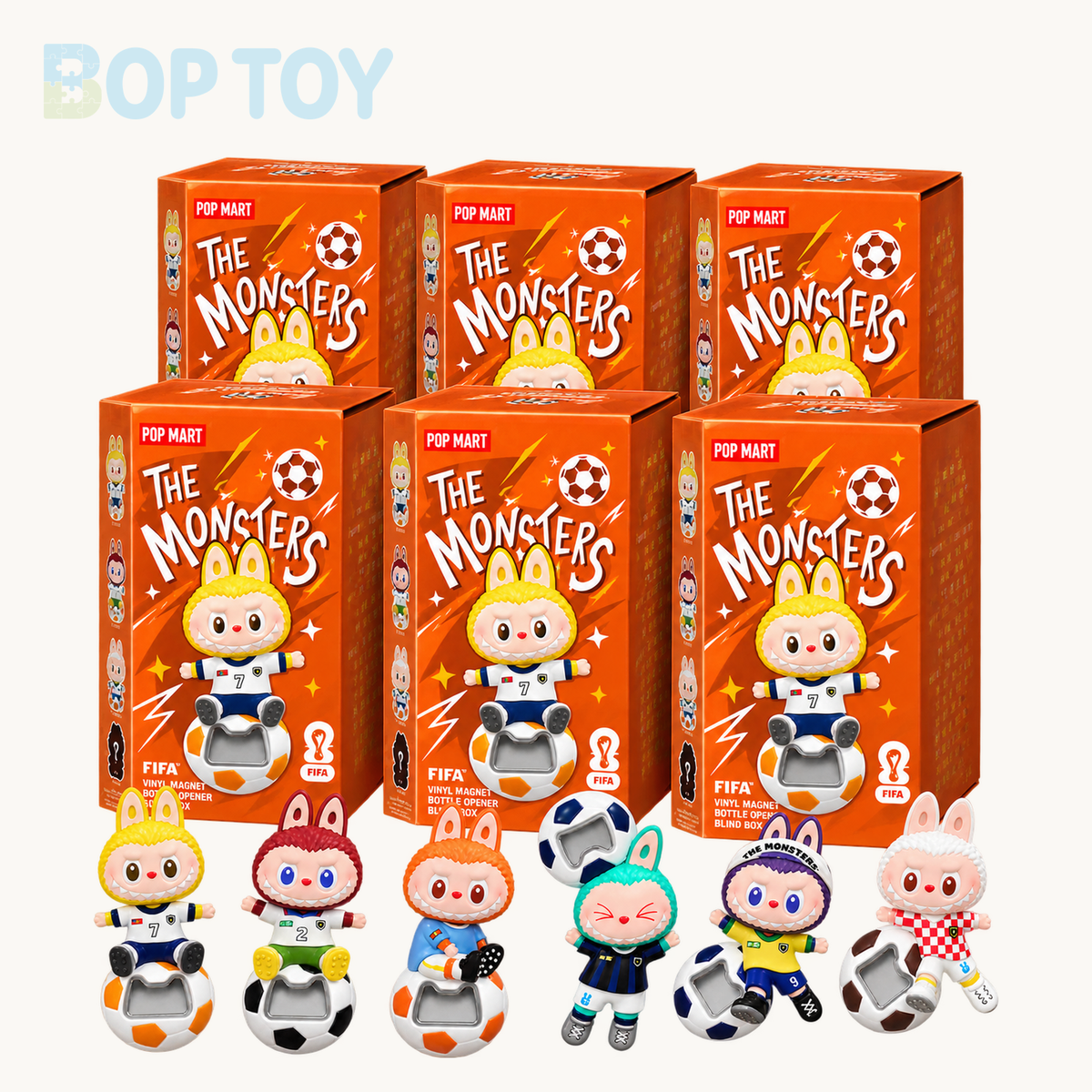 POP MART Labubu The Monsters × FIFA SERIES Bottle Opener Fridge Magnet Blind Box — Whole set of 6 option