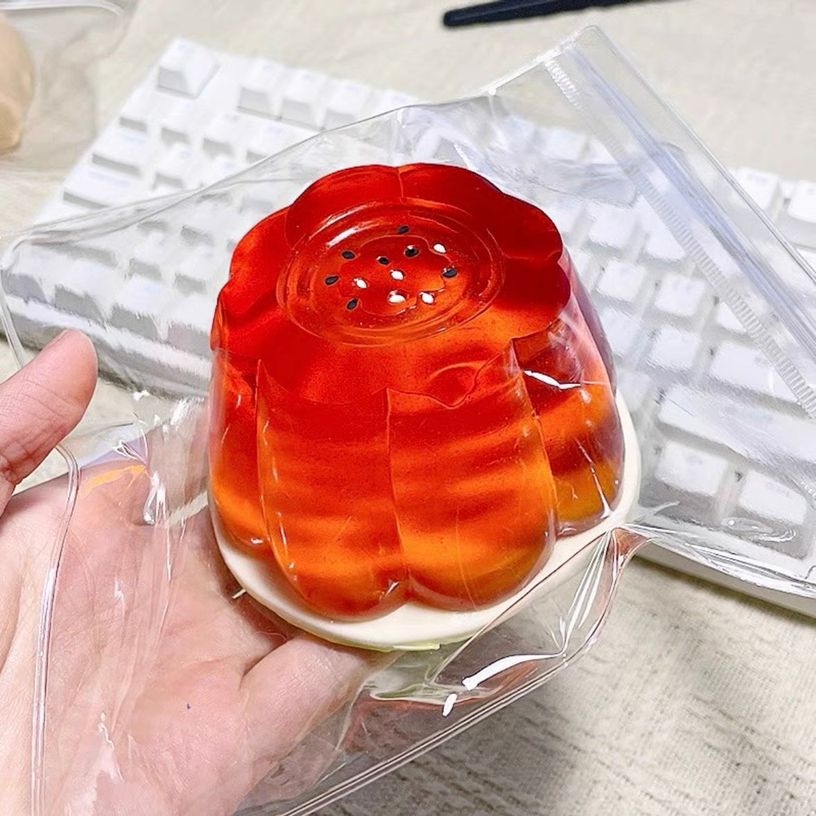 230g Transparent Watermelon Pudding Taba Squishy Toy – product image 2