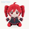 Pink twin-drill anime plush doll, front view