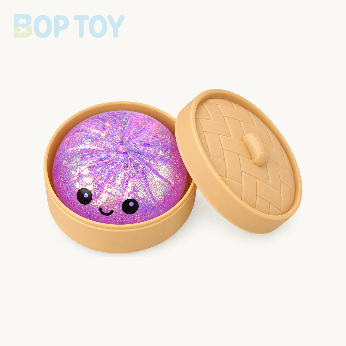 Smiley Glitter Bao Bun Squishy with Steamer - hero