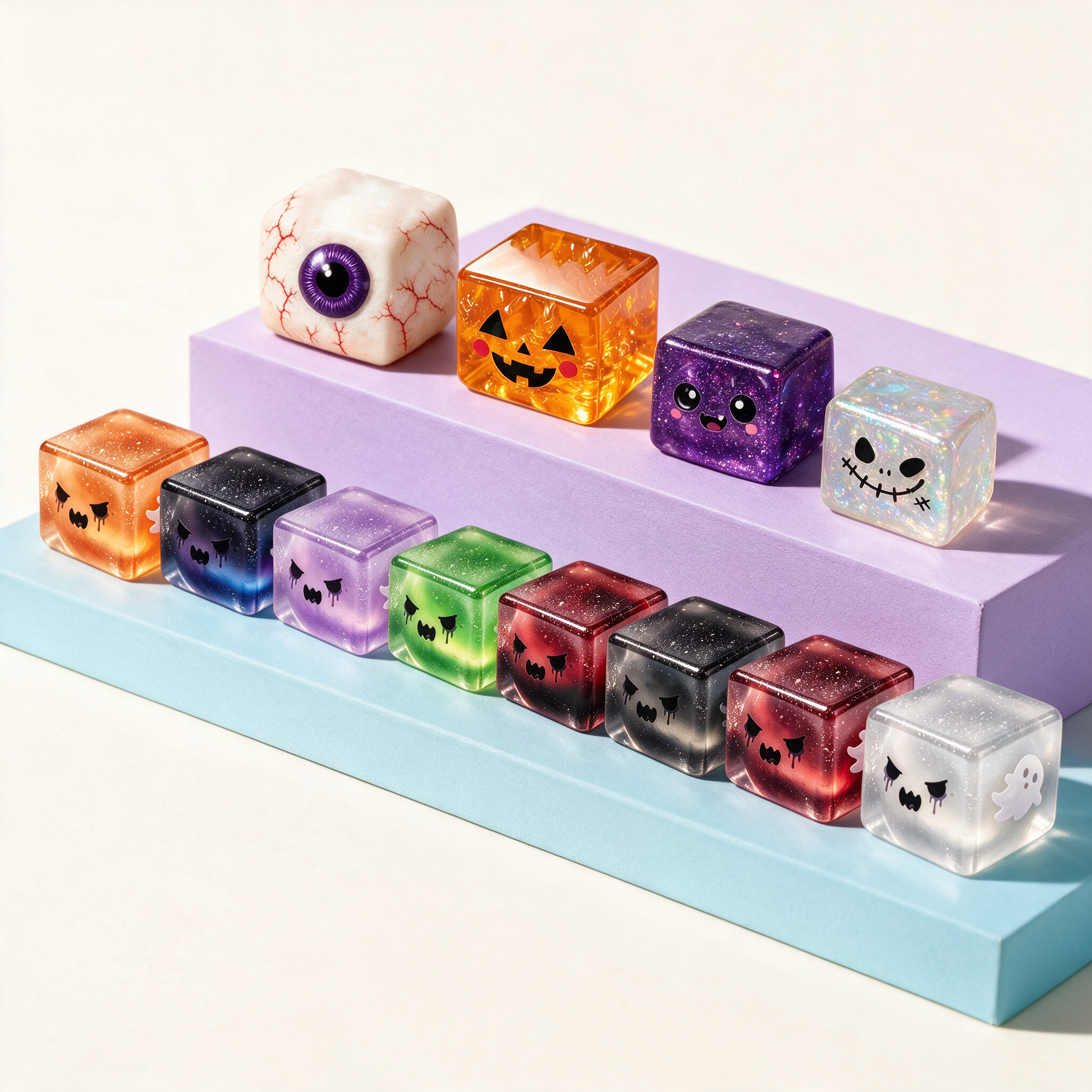 Halloween Stress Cube Squishy Fidget Toy Slow Rising Ice Cube Stress Balls - main