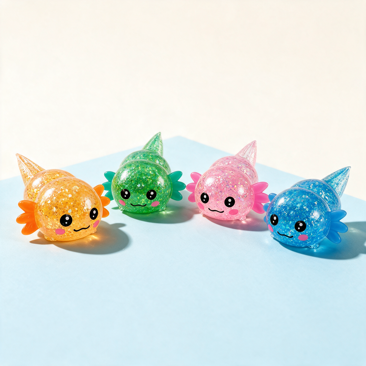 4 Pack Kawaii Slow Rising Axolotl Squishy Fidget Set - main