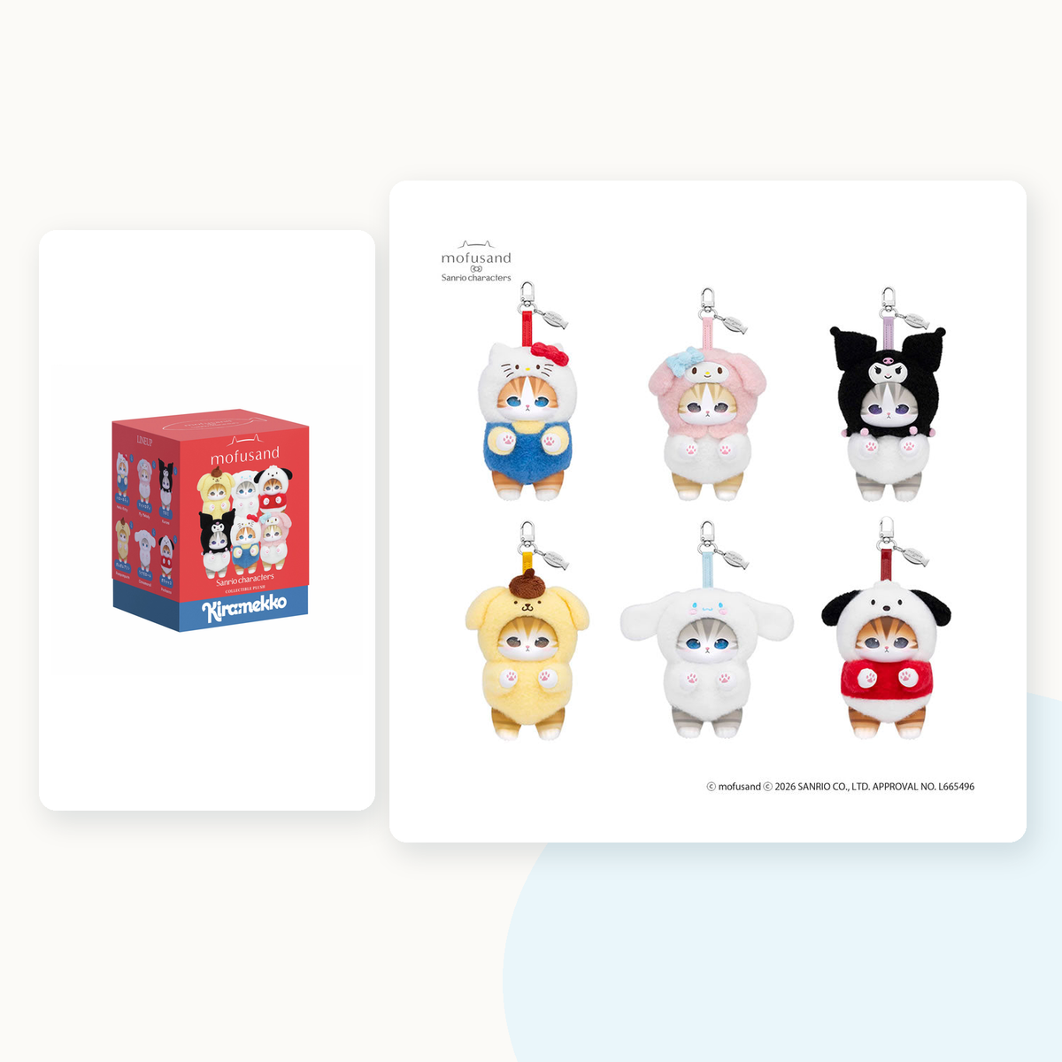 Mofusand X Sanrio Kiramekko Fluffy Kittens Vinyl Keychain Blind Box - main