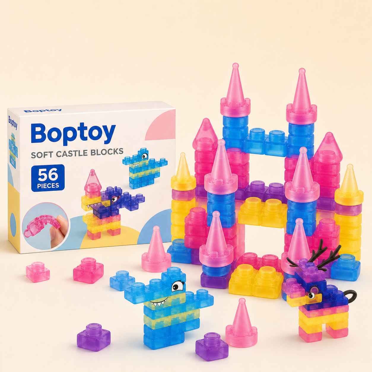 Magic Gummy Soft Castle Building Blocks Set – 40/56 Pieces - box 56