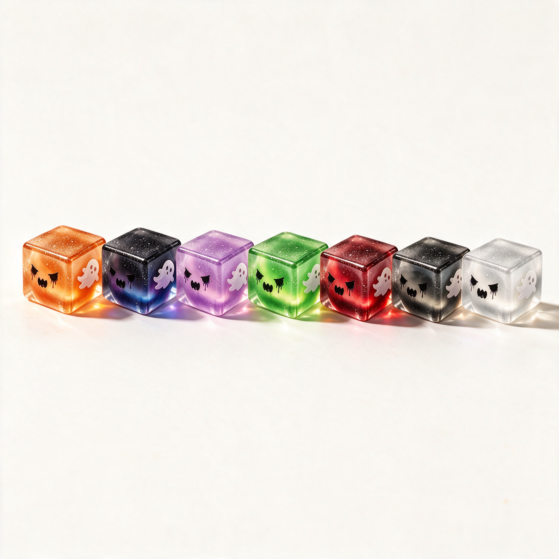 Halloween Stress Cube Squishy Fidget Toy Slow Rising Ice Cube Stress Balls - color lineup