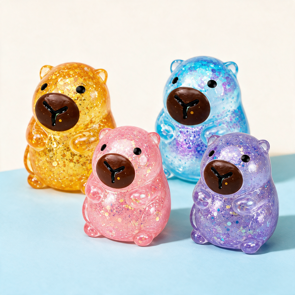 4PCS Capybara Squishy for Relax Portable Desk Decor - set