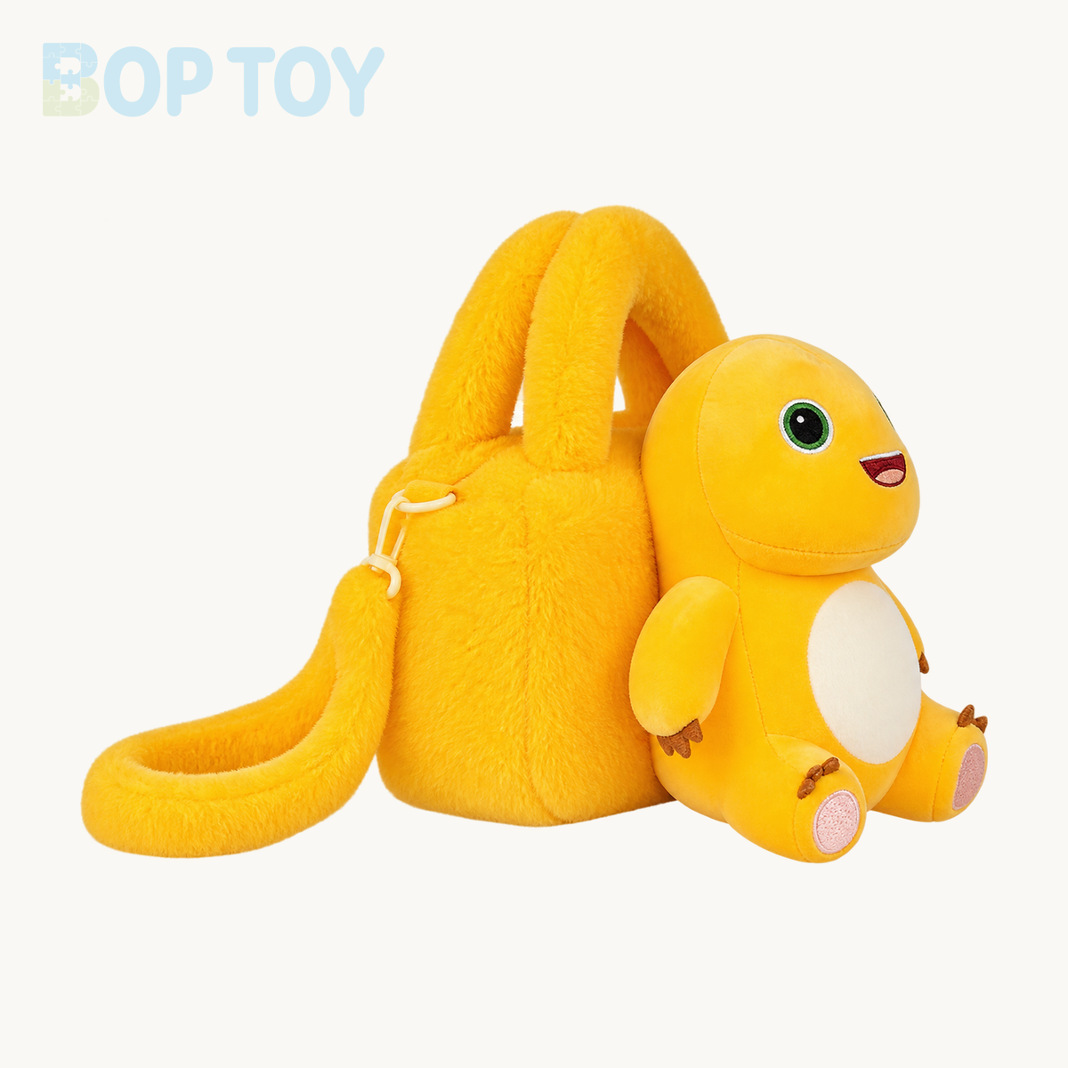 Yellow Dinosaur Plush Crossbody Bag – 25 cm - side