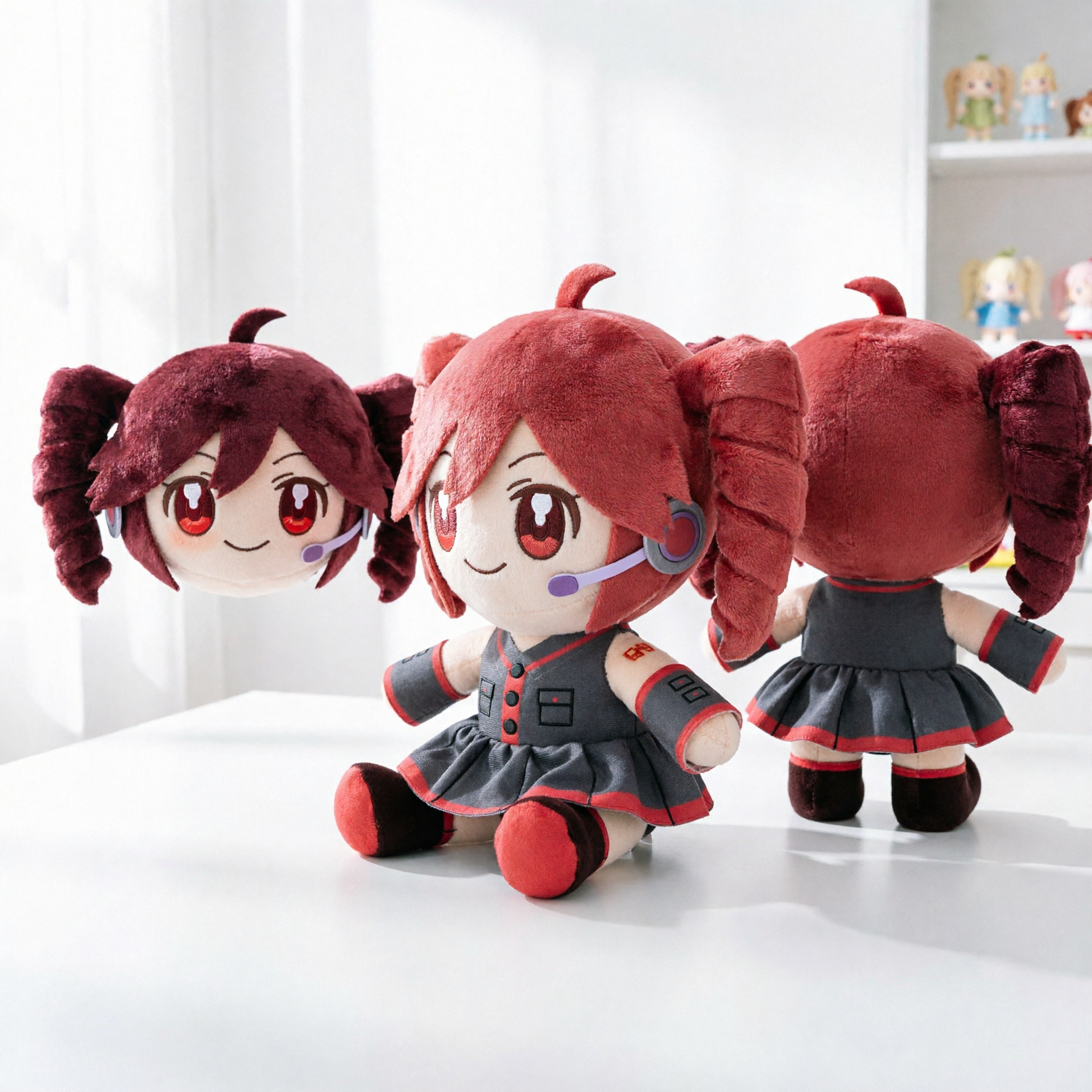 Pink Drill Twin Tail Girl Plush – 22cm Anime Character Doll - views