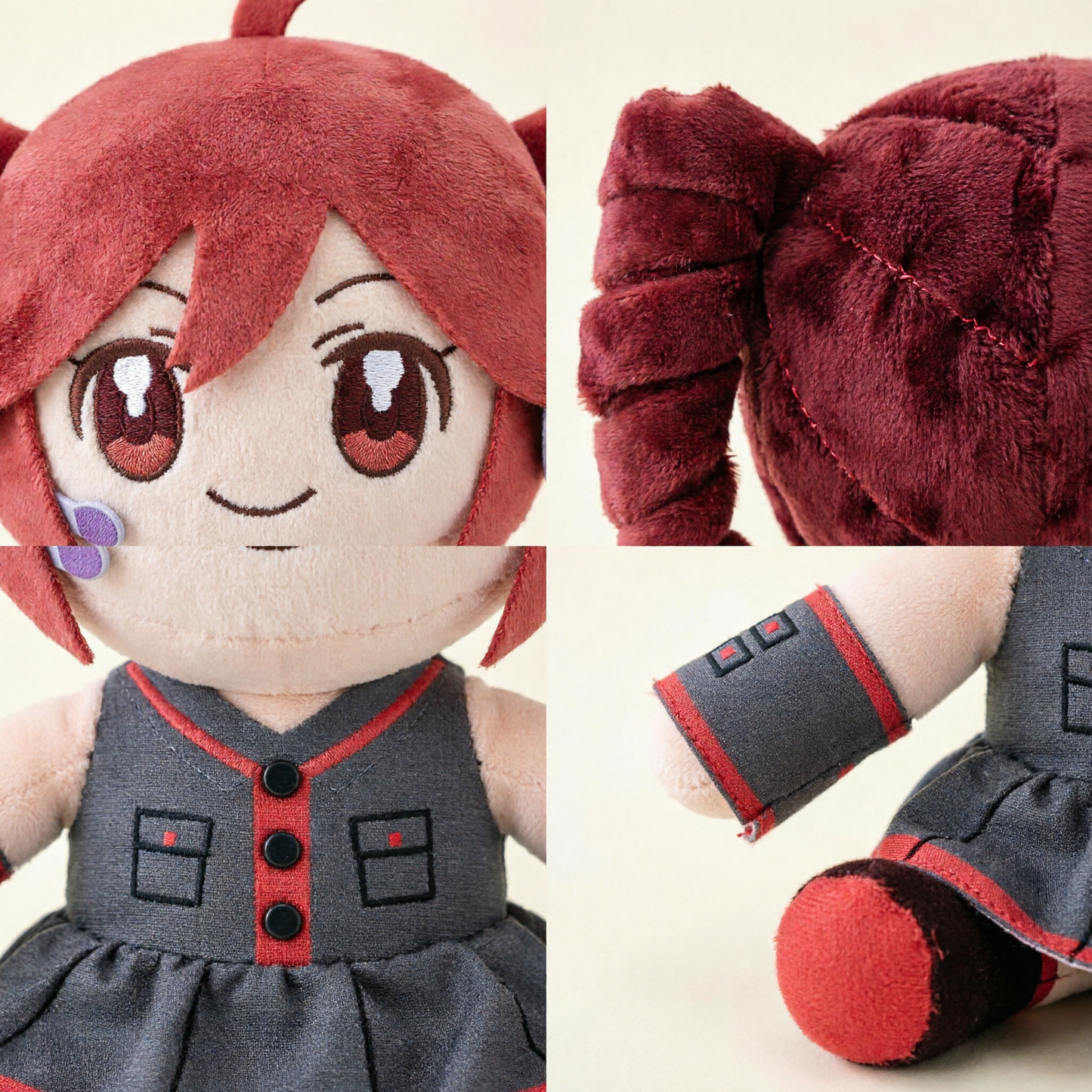 Pink Drill Twin Tail Girl Plush – 22cm Anime Character Doll - details