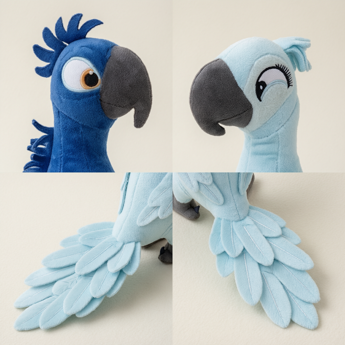 Rio Plush Set 2Pcs Blu&Jewel Stuffed Animal Macaw Plush 13.78inch Soft Parrot Plushie - details