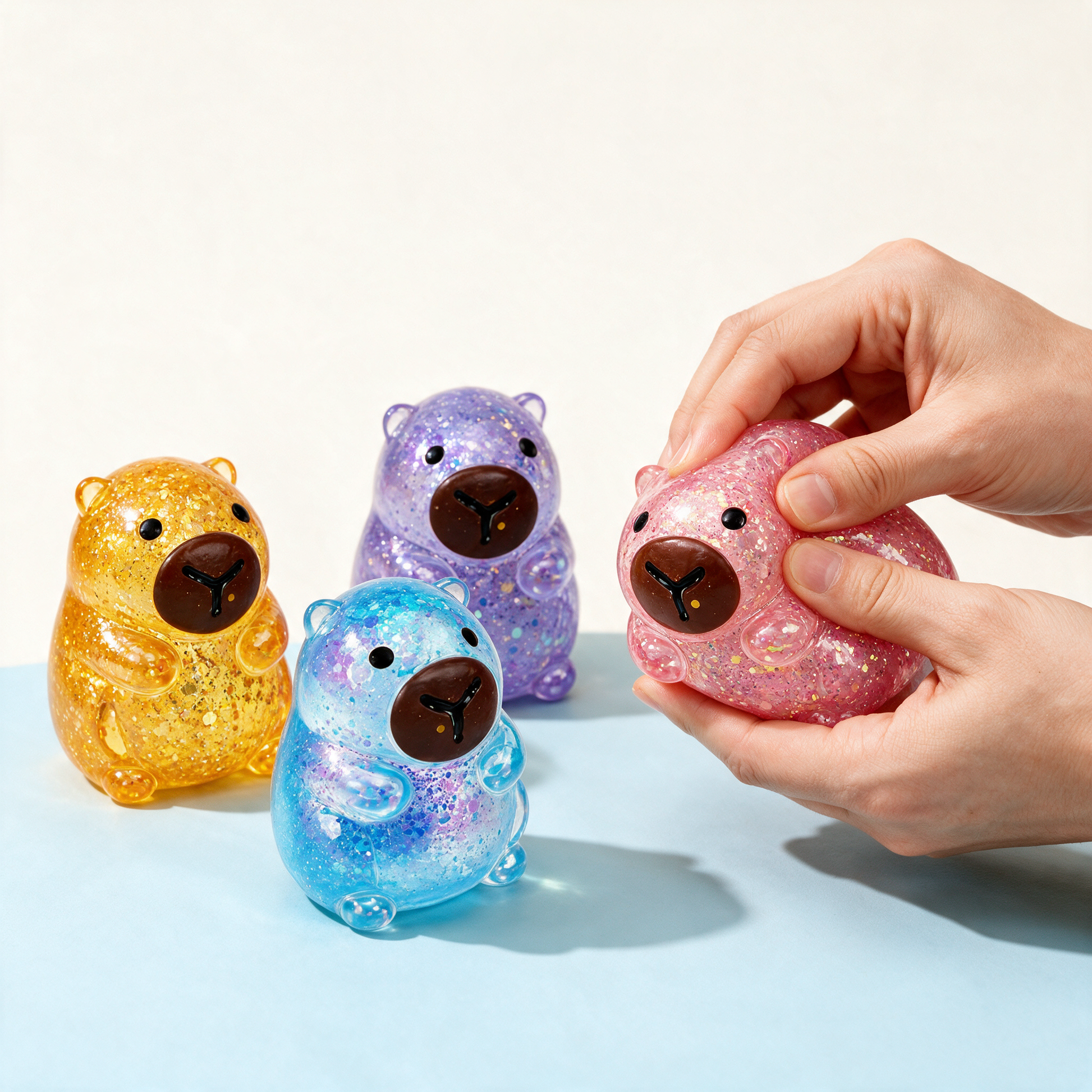 4PCS Capybara Squishy for Relax Portable Desk Decor - soft squeeze