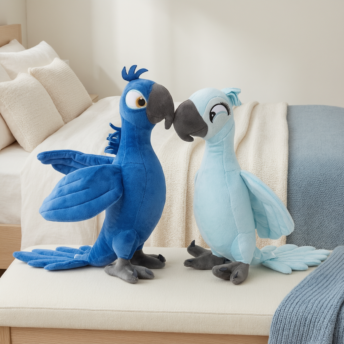 Rio Plush Set 2Pcs Blu&Jewel Stuffed Animal Macaw Plush 13.78inch Soft Parrot Plushie - bedroom
