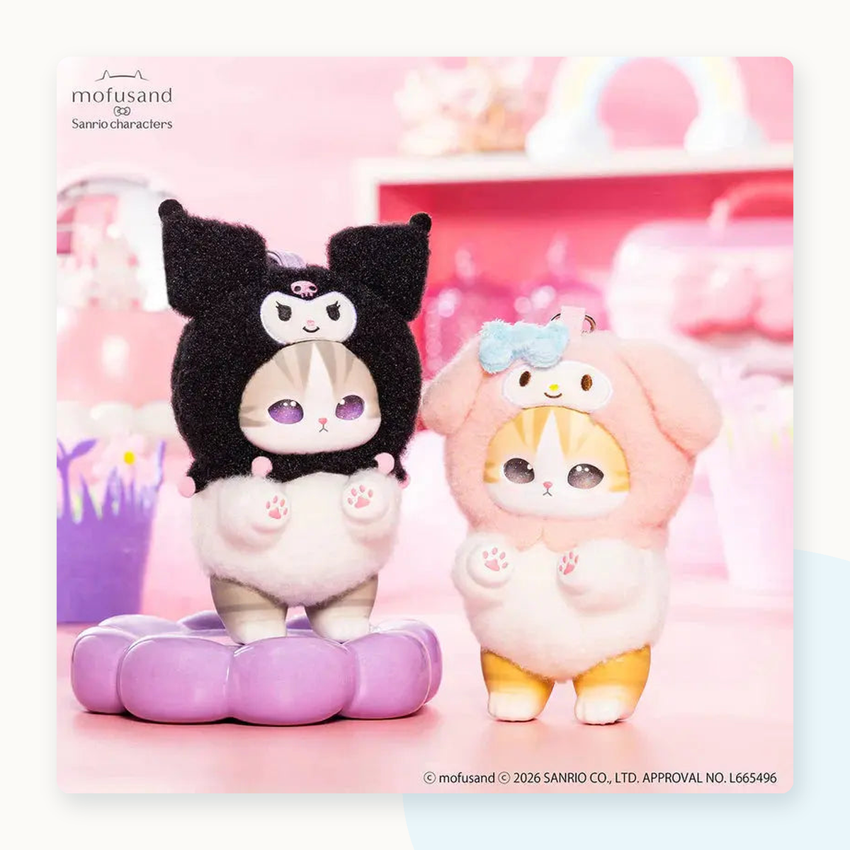 Mofusand X Sanrio Kiramekko Fluffy Kittens Vinyl Keychain Blind Box - detail