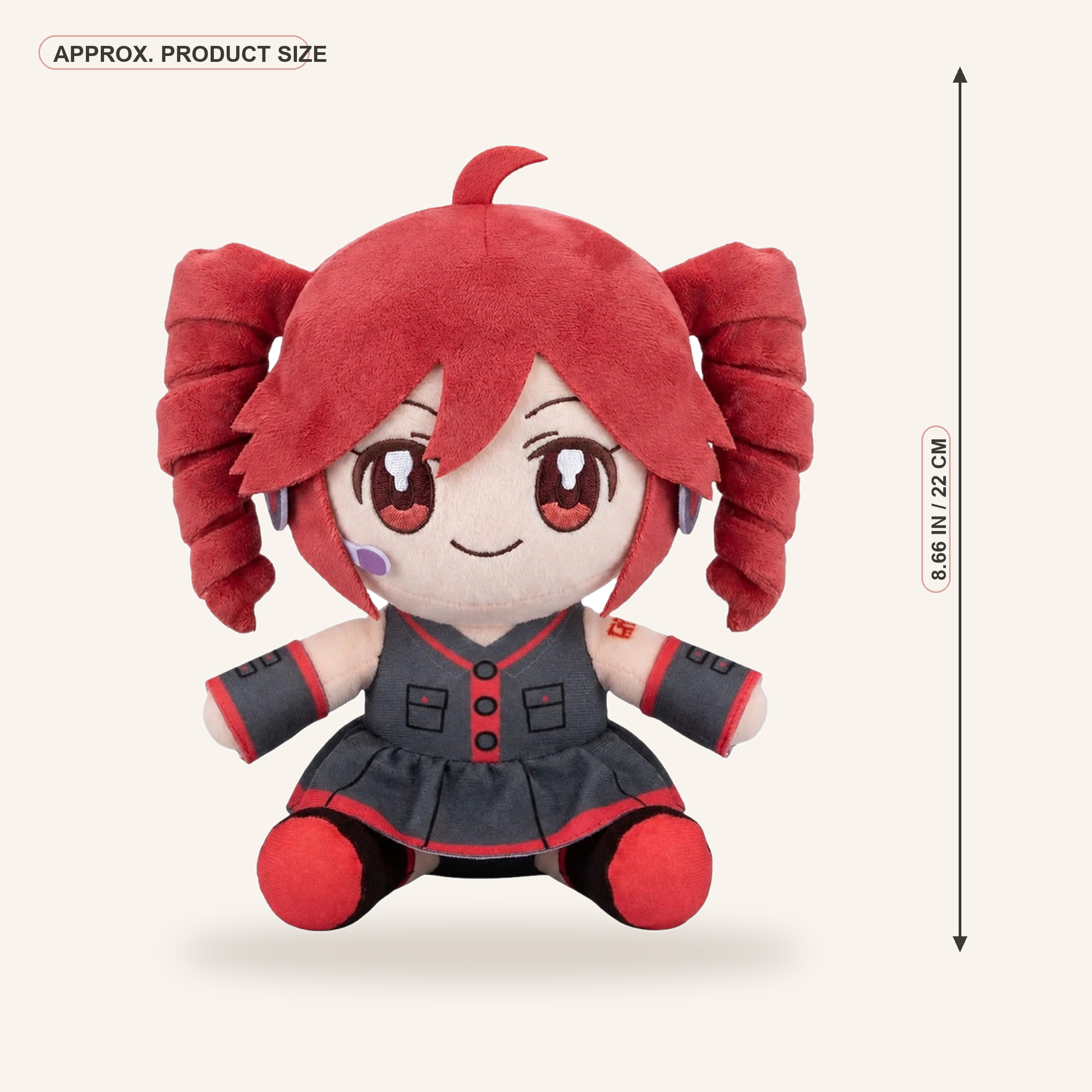 Pink Drill Twin Tail Girl Plush – 22cm Anime Character Doll - real size