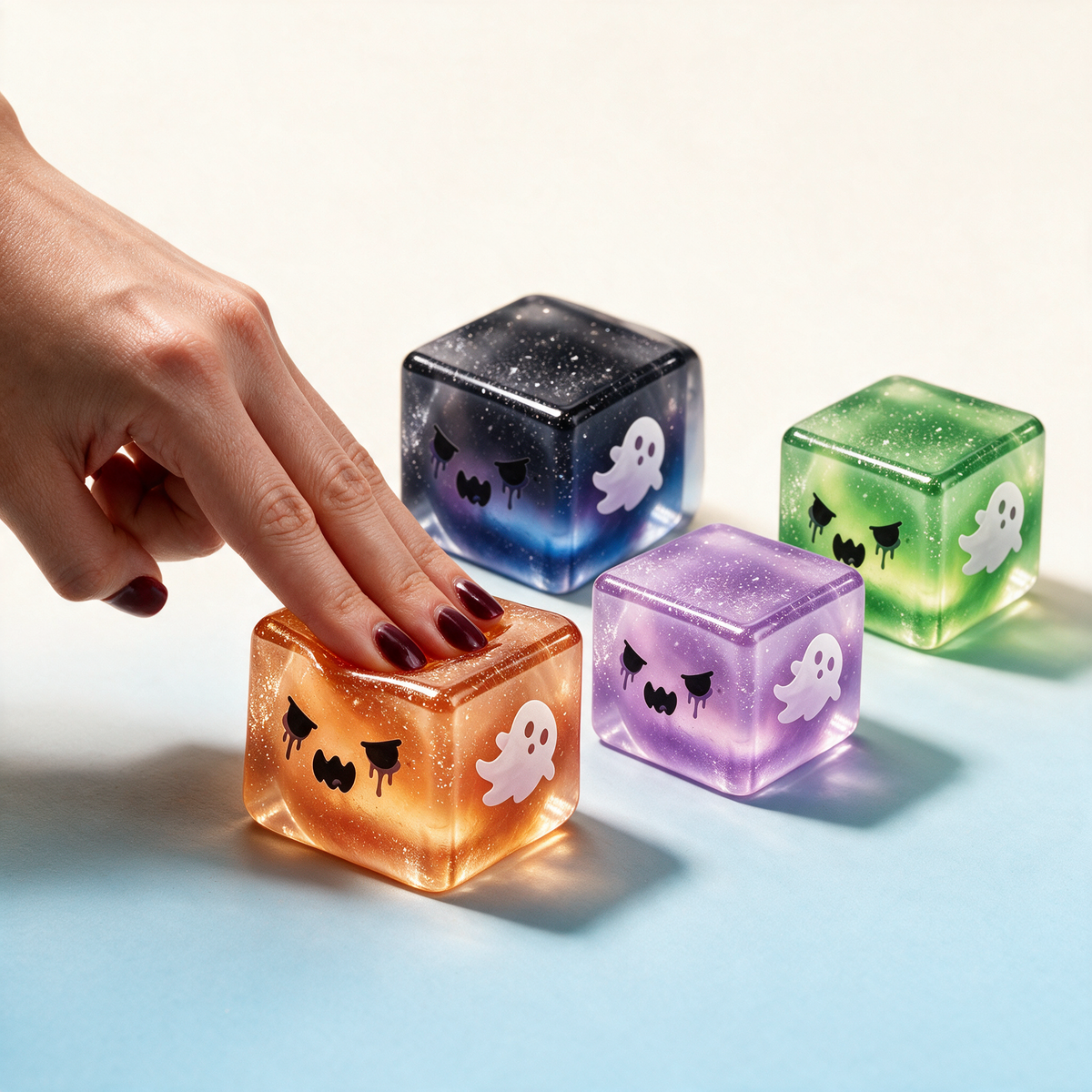 Halloween Stress Cube Squishy Fidget Toy Slow Rising Ice Cube Stress Balls - soft squeeze