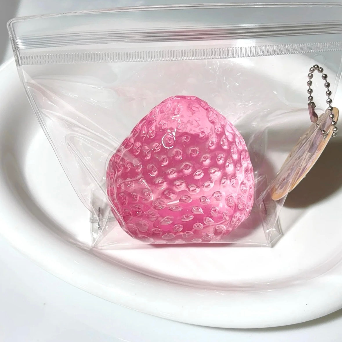 120g Pink Transparent Strawberry Taba Squishy Toy – product image 3