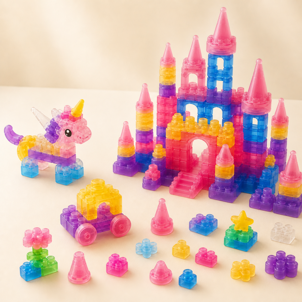 Magic Gummy Soft Castle Building Blocks Set – 40/56 Pieces - build possibilities