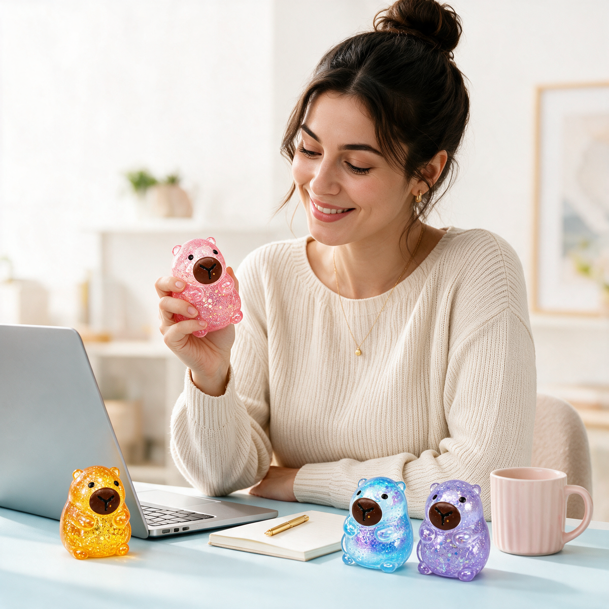 4PCS Capybara Squishy for Relax Portable Desk Decor - desk lifestyle