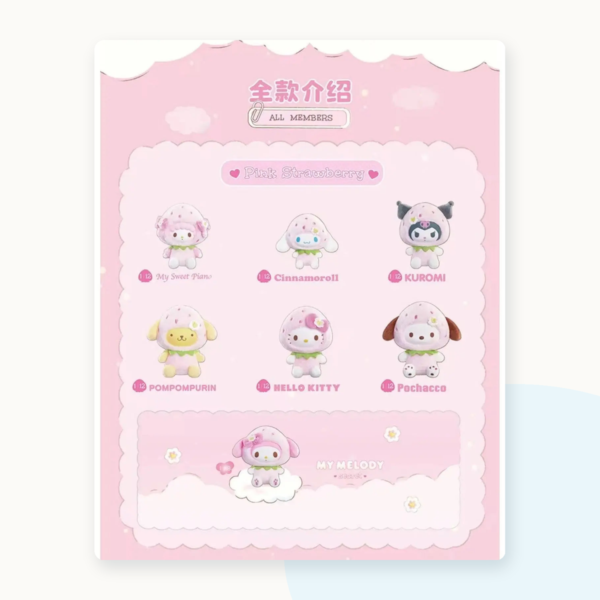 Sanrio Sweet Strawberry Series Plush Pendant Blind Box - detail