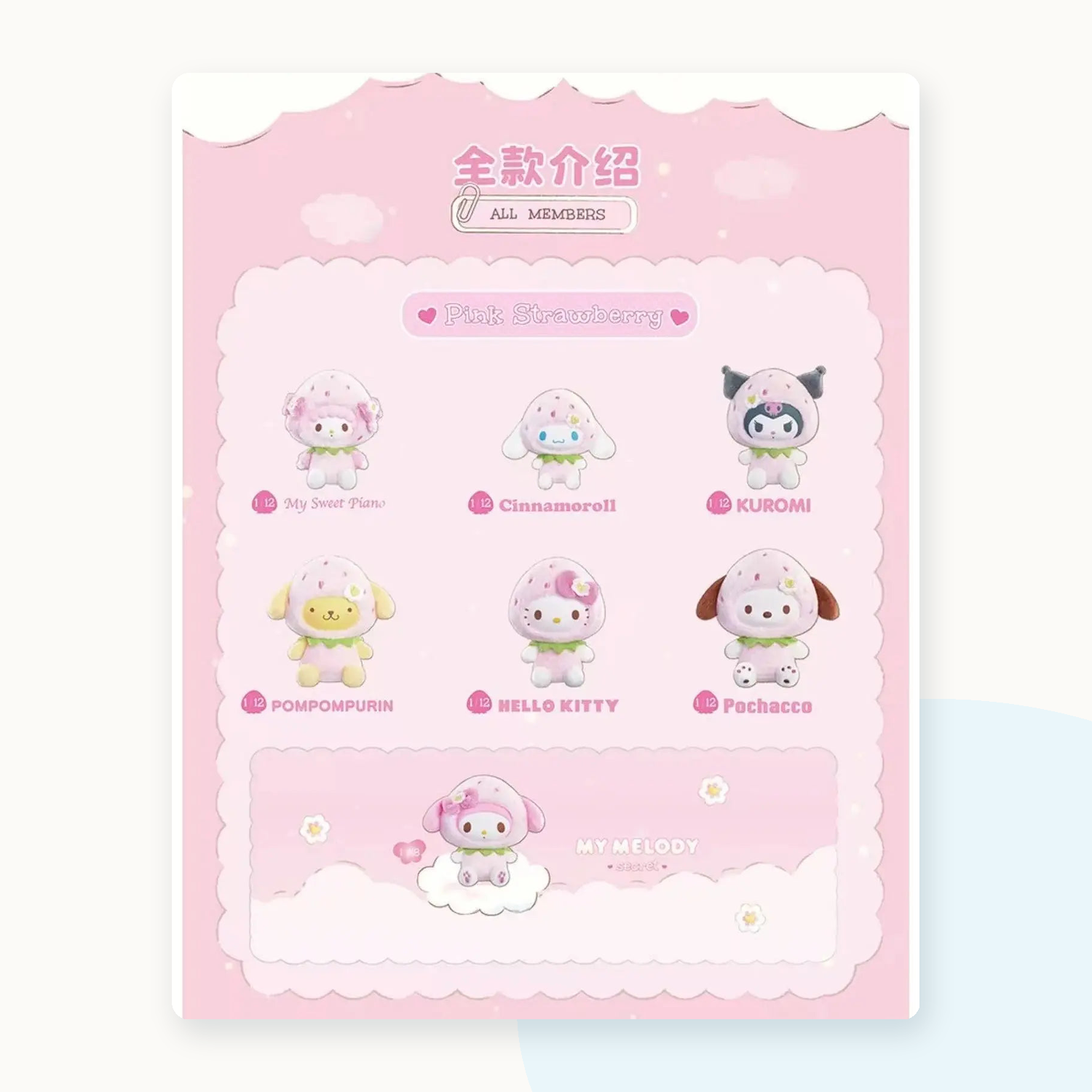 Sanrio Sweet Strawberry Series Plush Pendant Blind Box - detail
