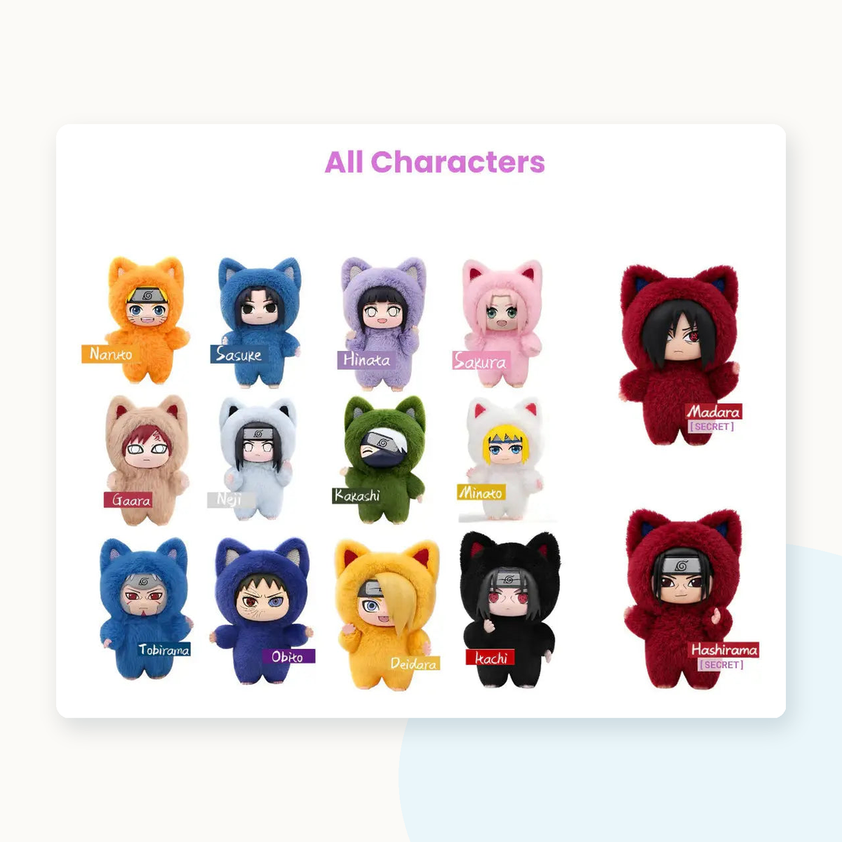 Naruto Shippuden Kitten Land Series Plush Doll Blind Box - detail