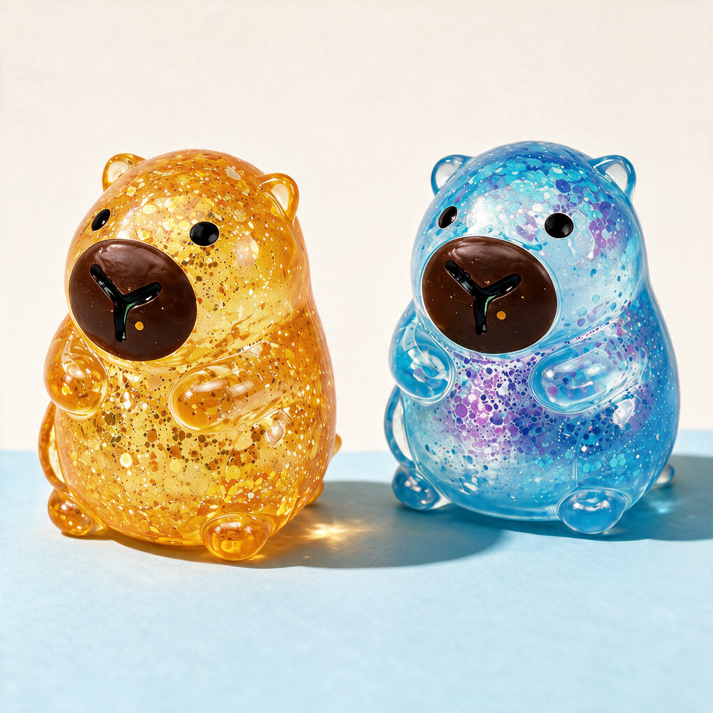 4PCS Capybara Squishy for Relax Portable Desk Decor - glitter detail