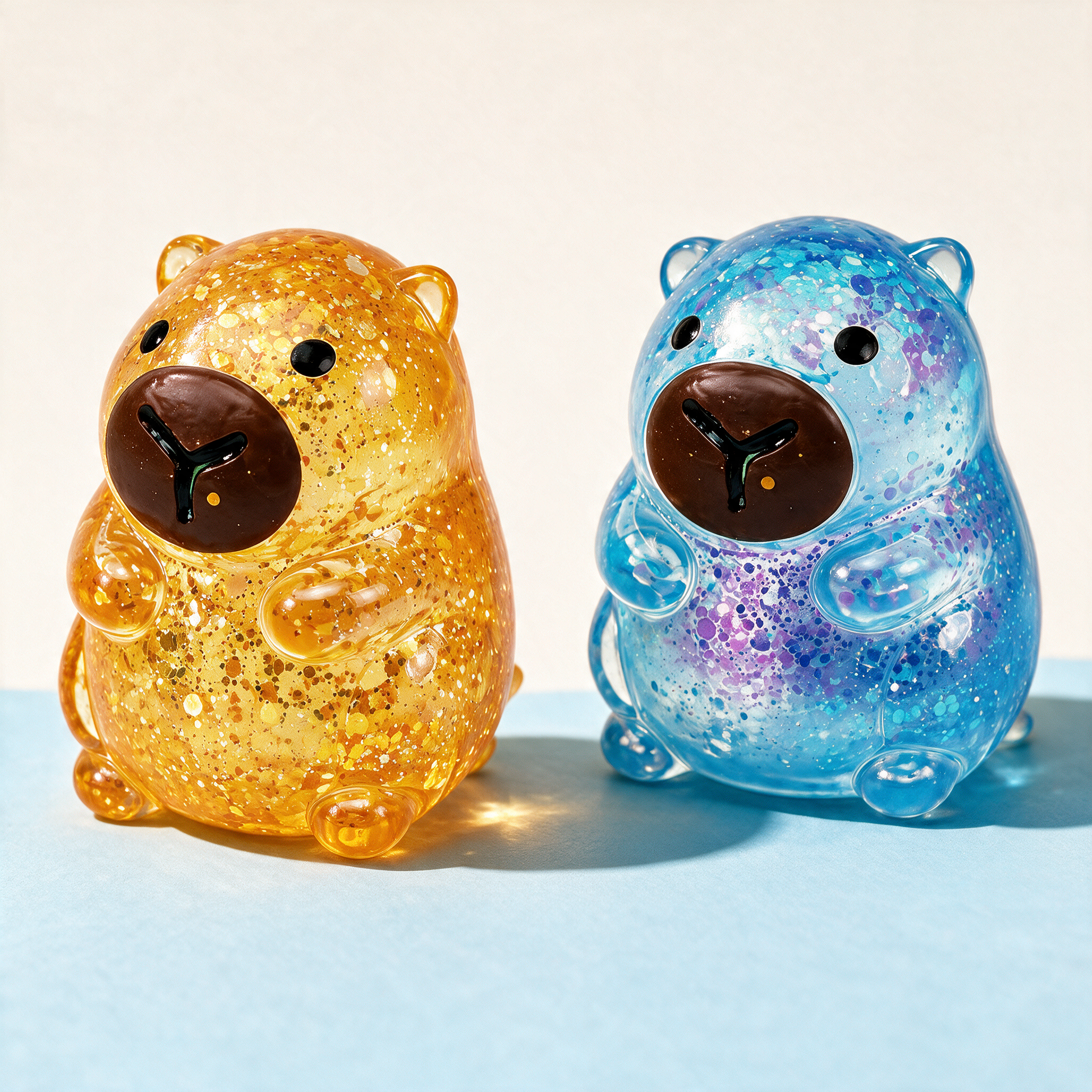 4PCS Capybara Squishy for Relax Portable Desk Decor - glitter detail