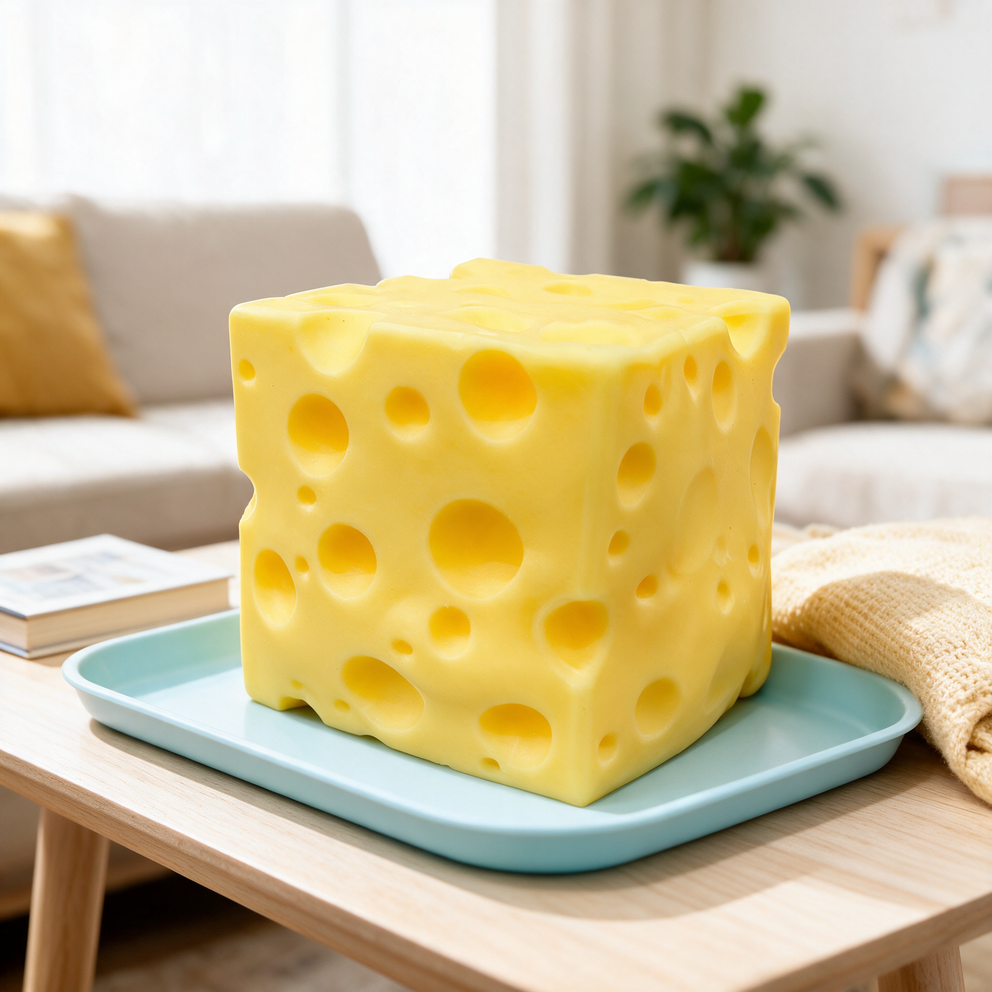 Soft Slow Rising Cheese Squishy Large 3.93in Jumbo Cheese Block Stress Ball - home still life