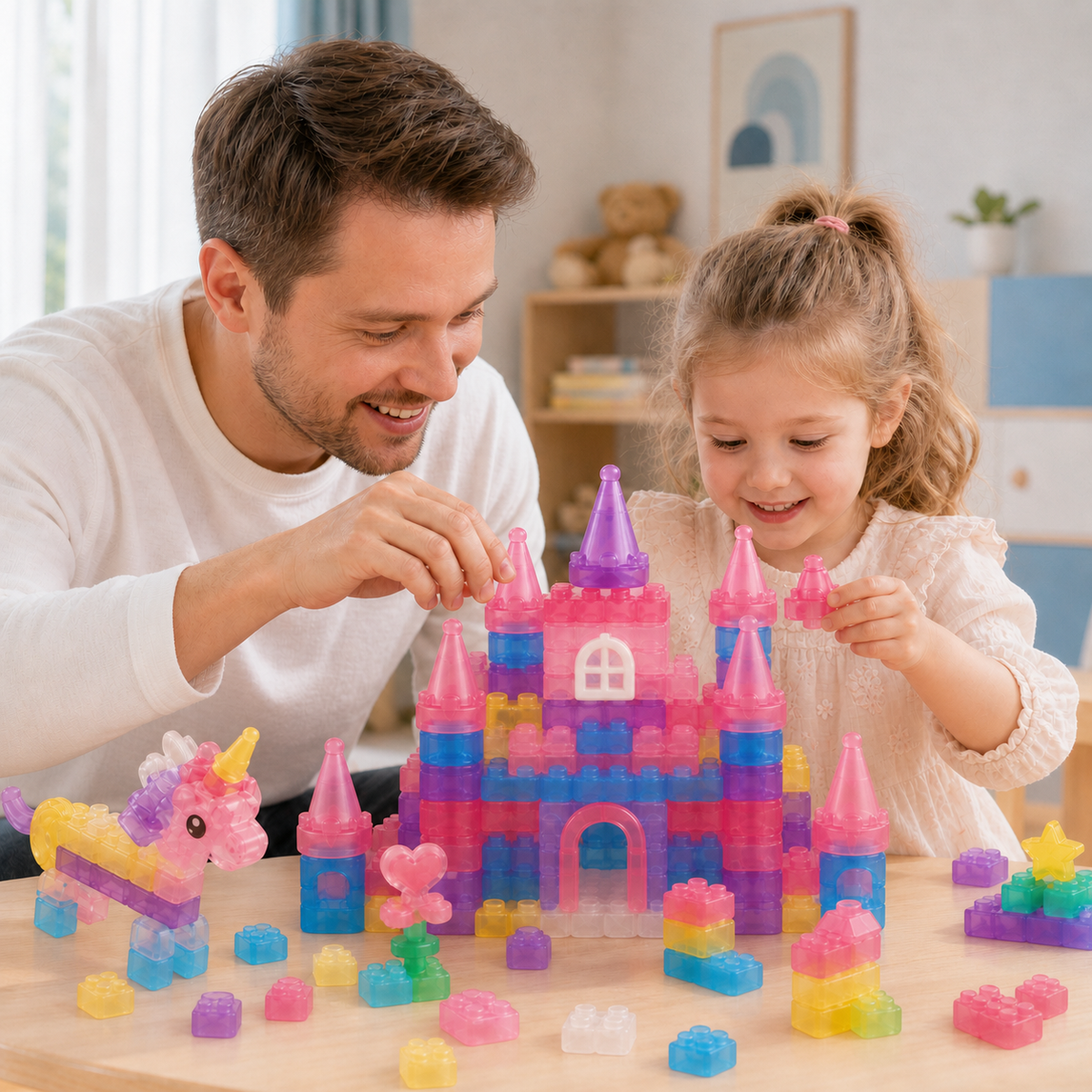 Magic Gummy Soft Castle Building Blocks Set – 40/56 Pieces - parent child western