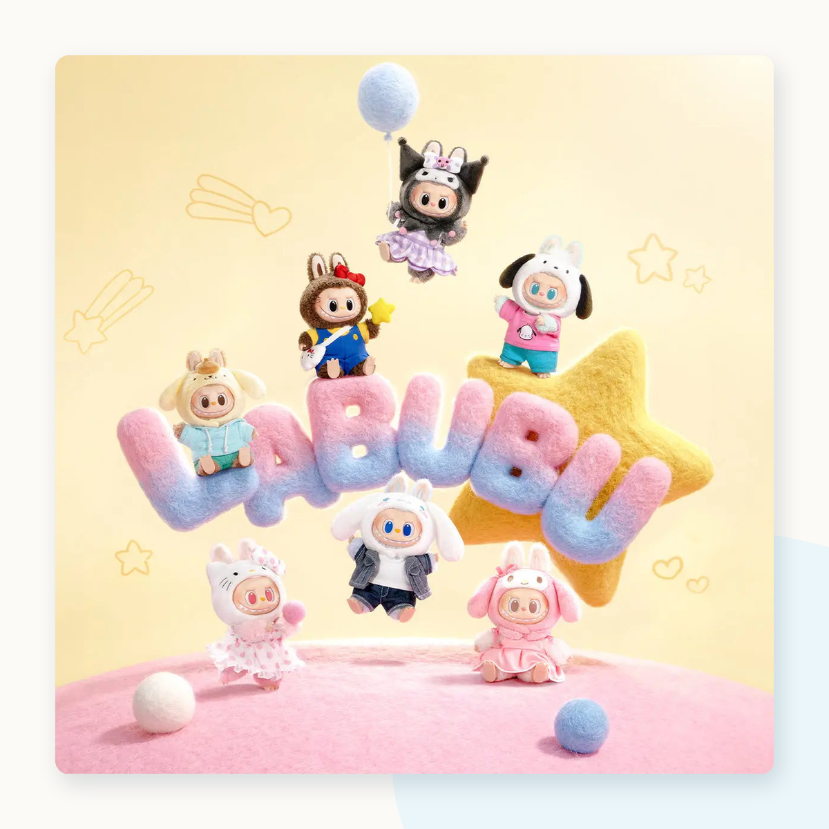 POP MART Labubu The Monsters x Hello Kitty and Friends Vinyl Plush Pendant Blind Box - detail