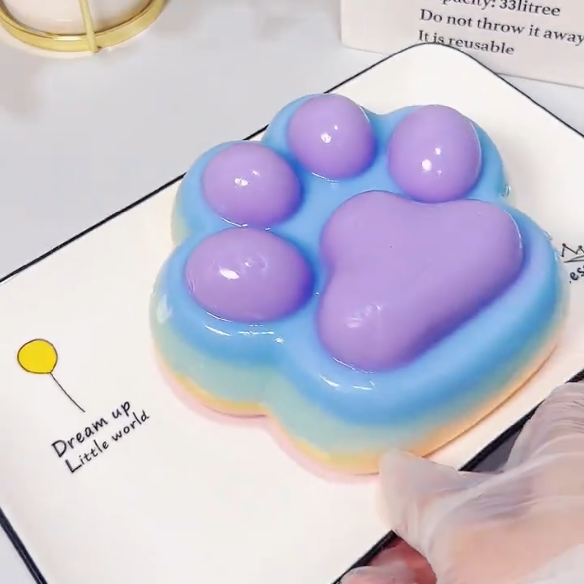 800g Handmade Silicone Large Rainbow Cat's Paw with Flocking – product image 4