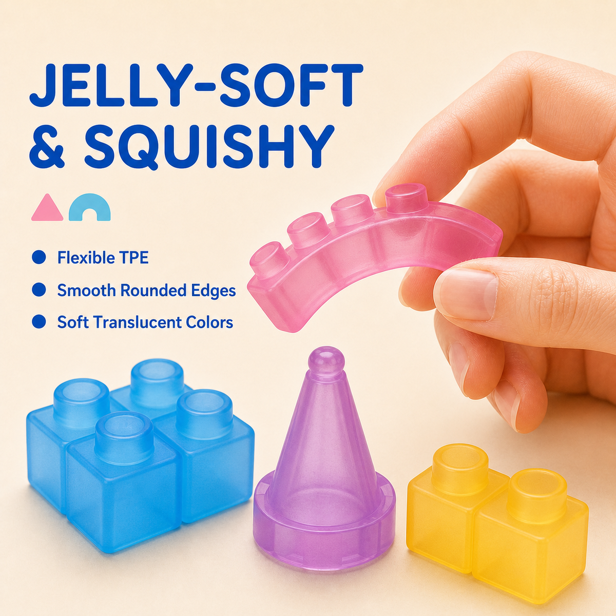 Magic Gummy Soft Castle Building Blocks Set – 40/56 Pieces - feature jelly soft