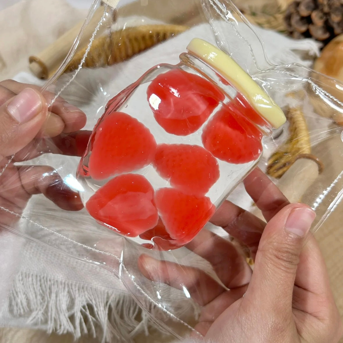 Handmade Transparent Mango Strawberry Yellow Peach Green Grape Taba Squishy Toy – product image 13
