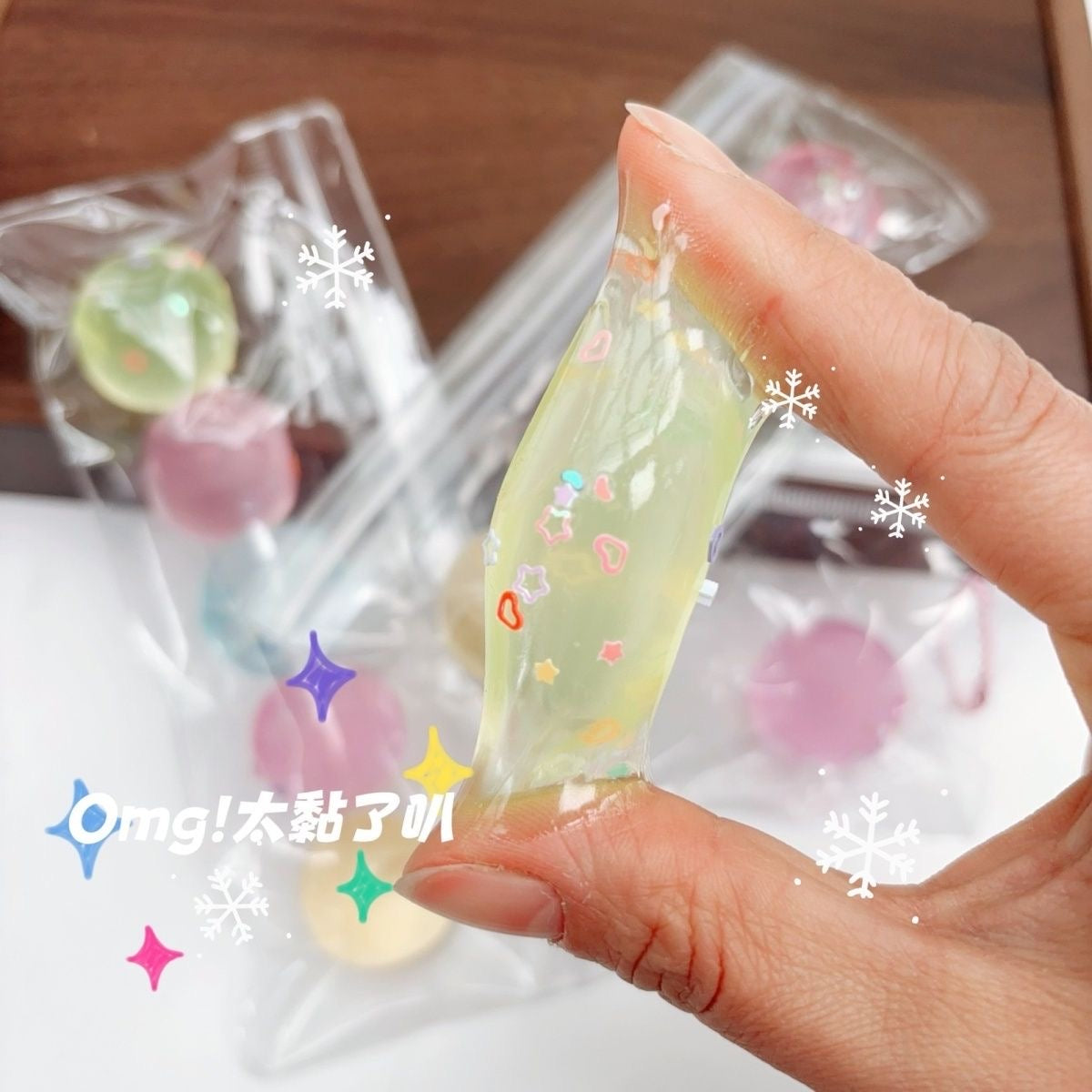 5 Colors Mini Handmade Transparent Stress Balls Taba Squishy Toy – product image 3
